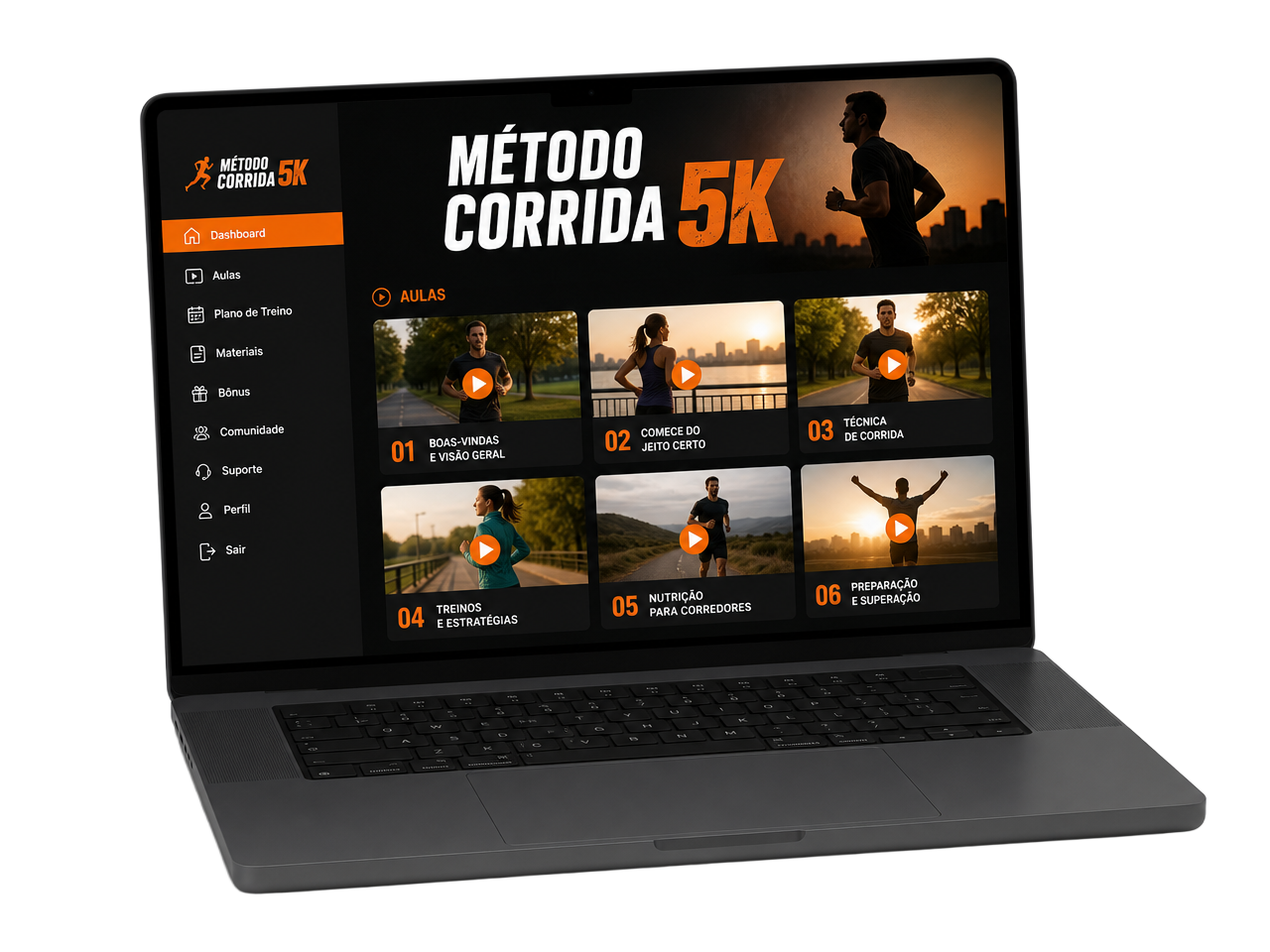 Área de membros do Método Corrida 5K em um notebook